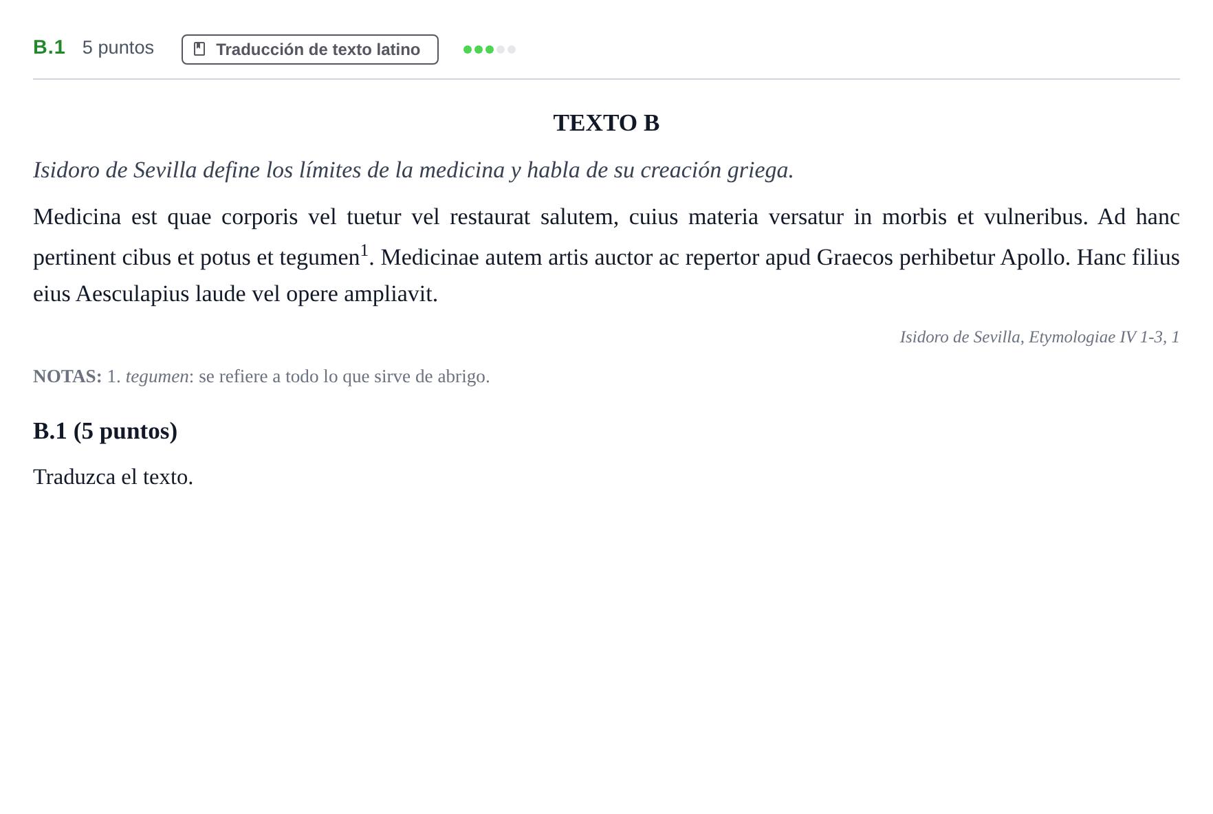Enunciado: Ejercicio B.1 · Latín II PAU Madrid Ordinaria Coincidencias 2020