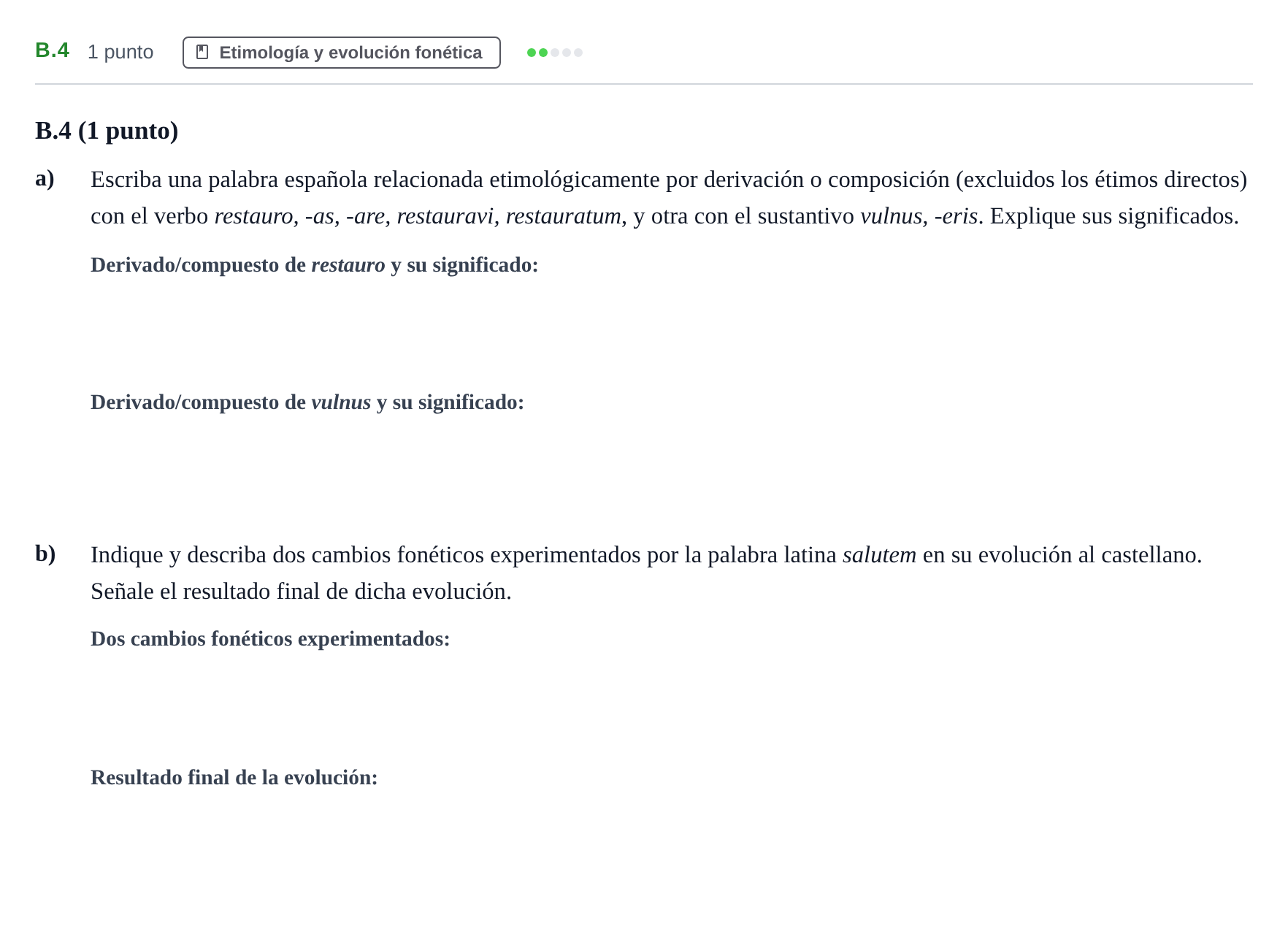 Enunciado: Ejercicio B.4 · Latín II PAU Madrid Ordinaria Coincidencias 2020