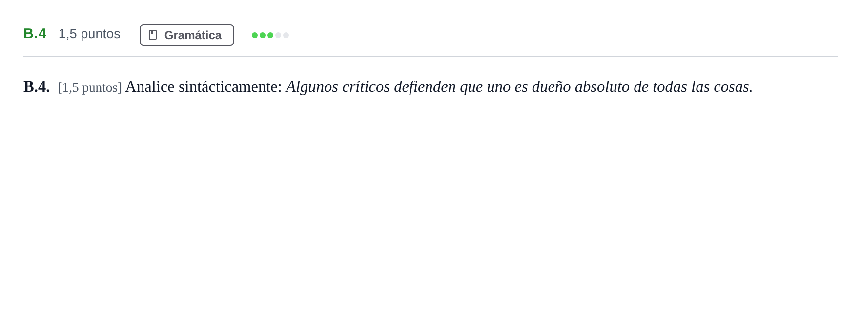 Enunciado: Ejercicio B.4 · Lengua Castellana y Literatura II PAU Madrid Ordinaria Lunes 2020