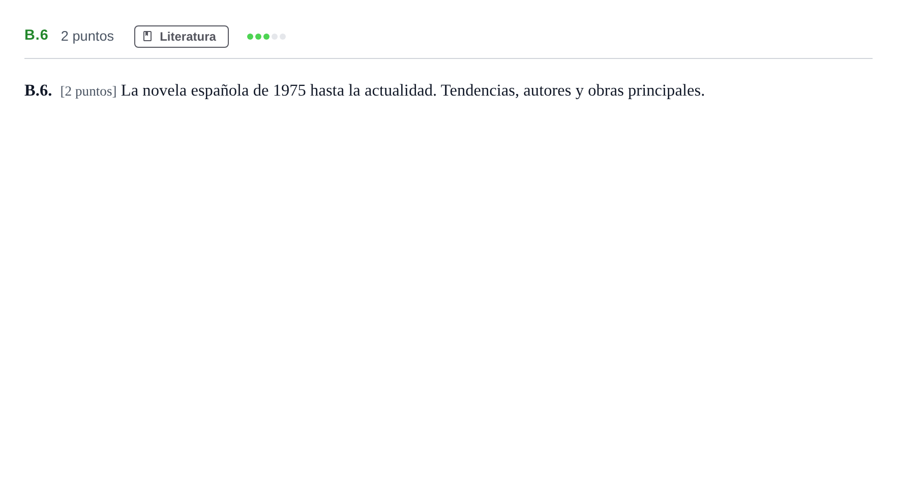 Enunciado: Ejercicio B.6 · Lengua Castellana y Literatura II PAU Madrid Ordinaria Lunes 2020