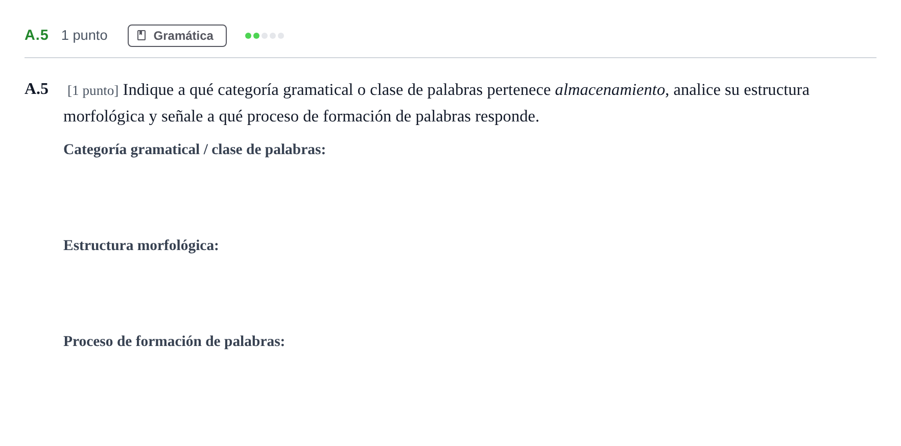 Enunciado: Ejercicio A.5 · Lengua Castellana y Literatura II PAU Madrid Ordinaria Coincidencias 2020