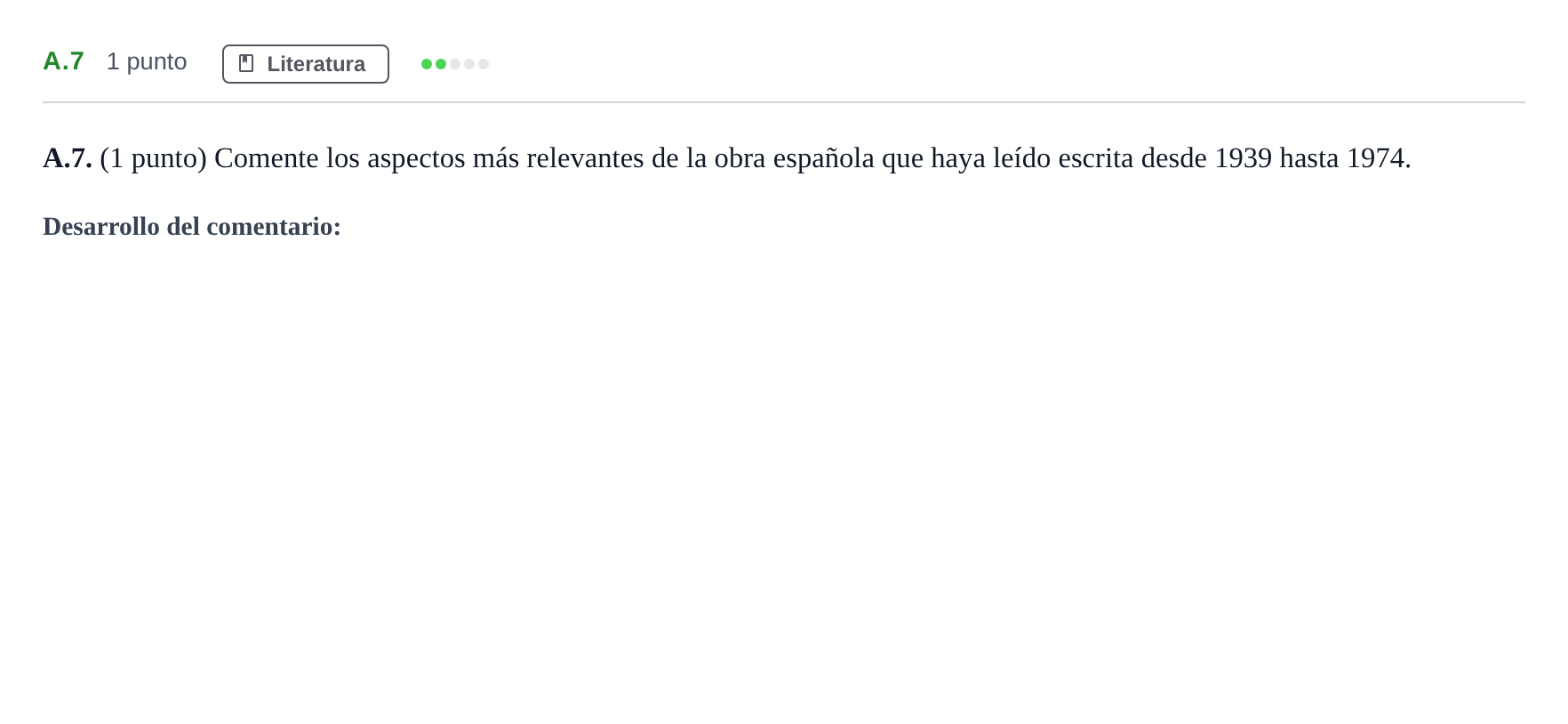 Enunciado: Ejercicio A.7 · Lengua Castellana y Literatura II PAU Madrid Ordinaria Coincidencias 2020