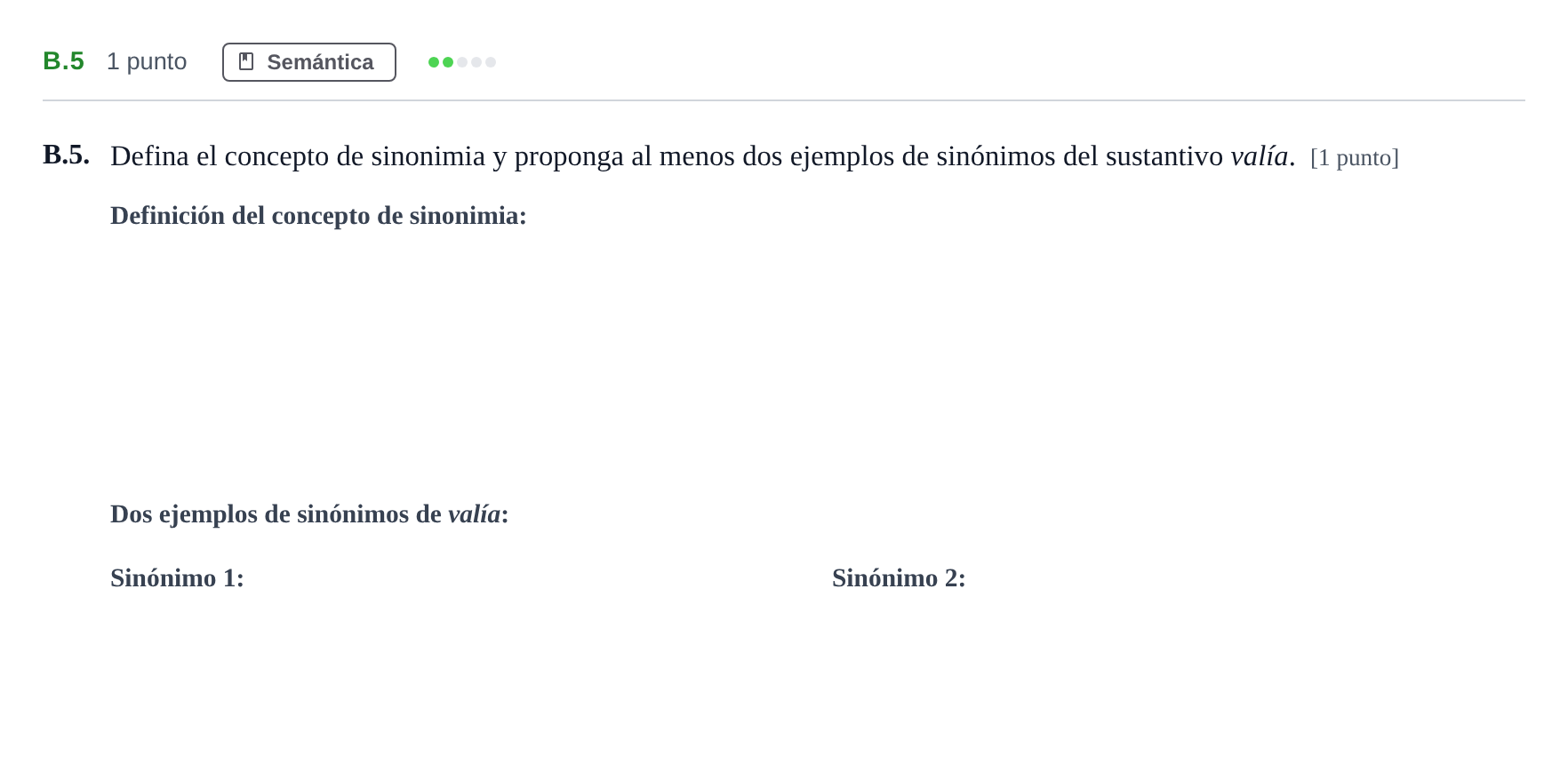 Enunciado: Ejercicio B.5 · Lengua Castellana y Literatura II PAU Madrid Ordinaria Coincidencias 2020