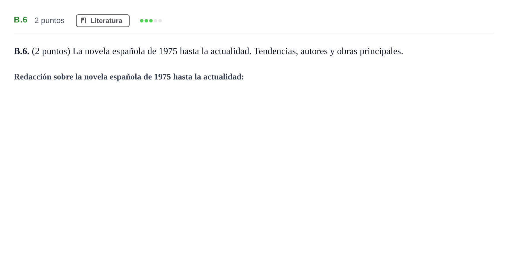 Enunciado: Ejercicio B.6 · Lengua Castellana y Literatura II PAU Madrid Ordinaria Martes 2020