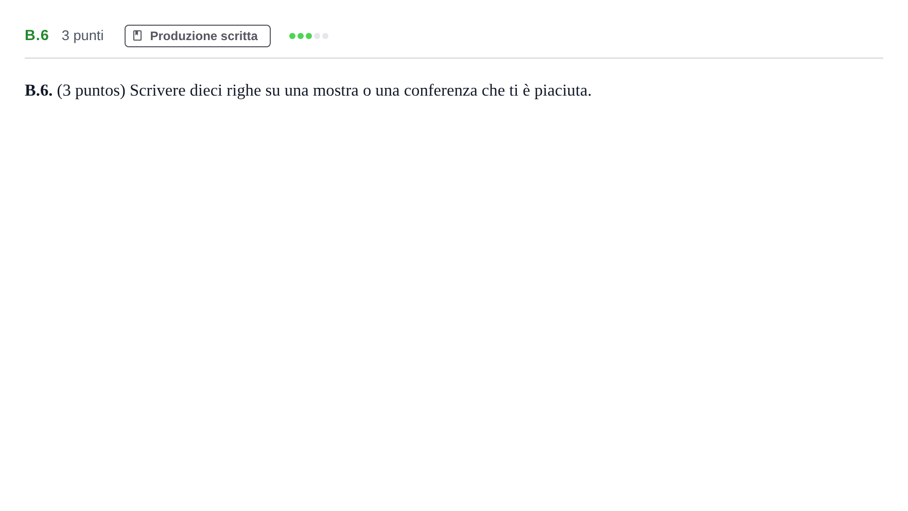 Enunciado: Ejercicio B.6 · Italiano PAU Madrid Ordinaria (2ª lengua) Coincidencias 2020