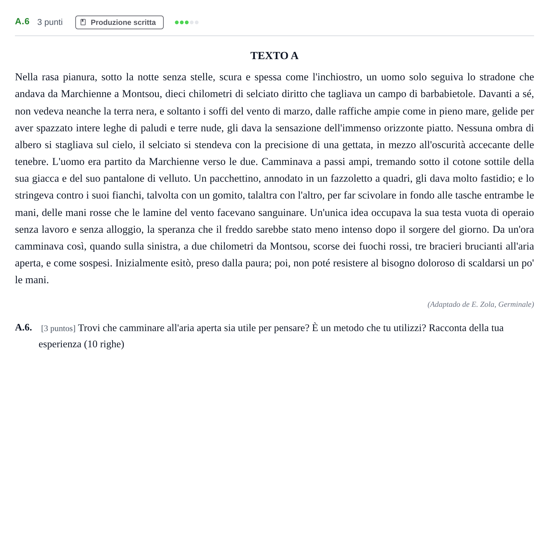 Enunciado: Ejercicio A.6 · Italiano PAU Madrid Ordinaria (2ª lengua) 2020