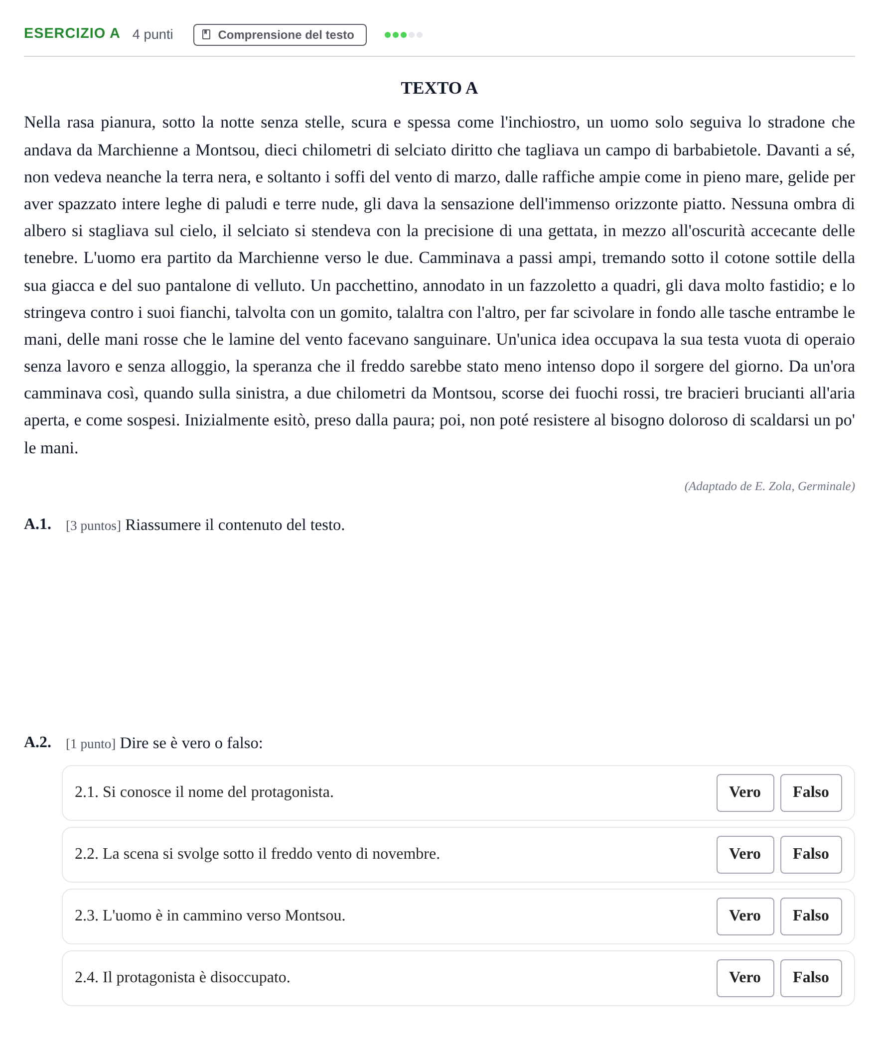 Enunciado: Ejercicio A · Italiano PAU Madrid Ordinaria (2ª lengua) 2020