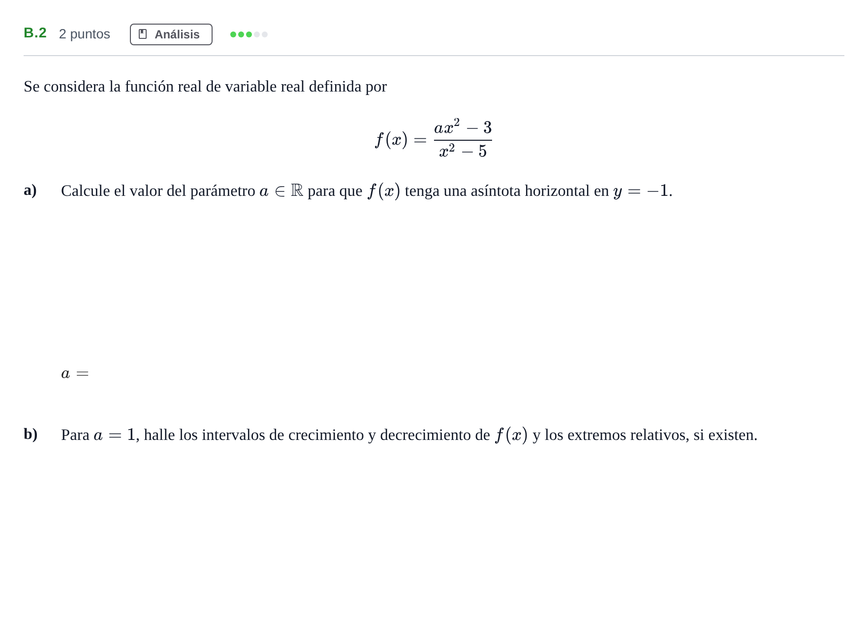 Enunciado: Ejercicio B.2 · Matemáticas aplicadas a las Ciencias Sociales II PAU Madrid Extraordinaria 2020