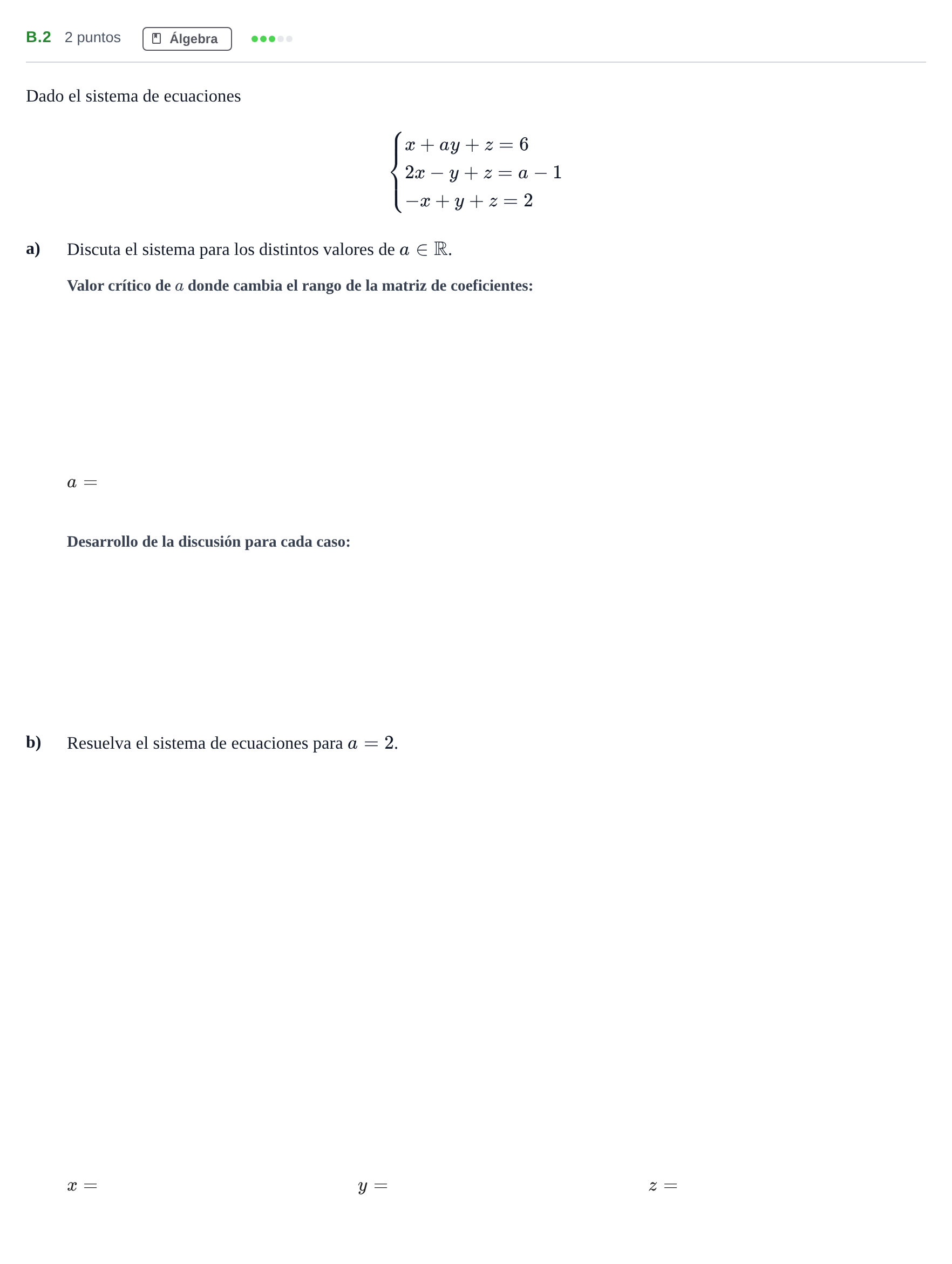Enunciado: Ejercicio B.2 · Matemáticas aplicadas a las Ciencias Sociales II PAU Madrid Modelo 2020