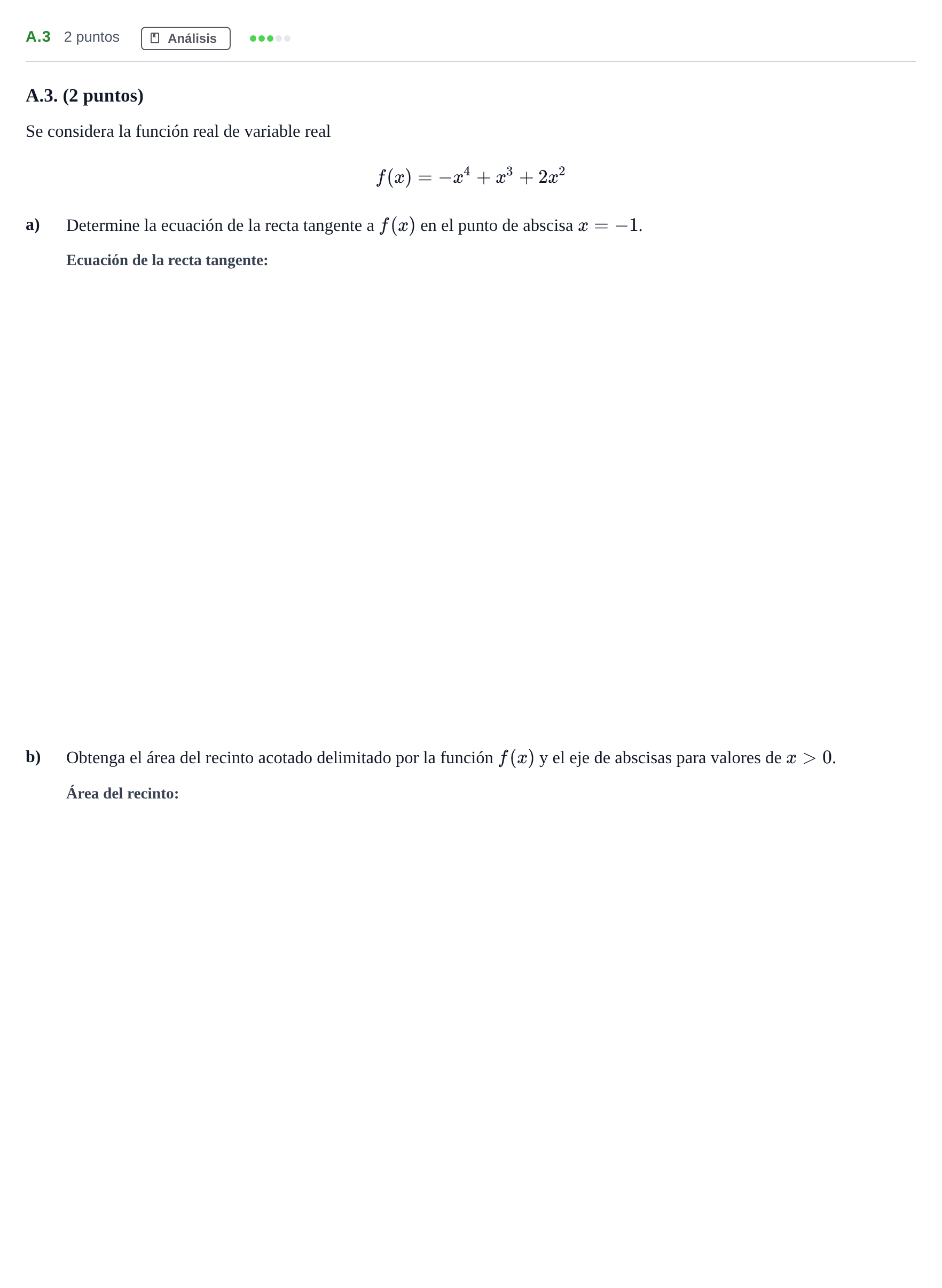 Enunciado: Ejercicio A.3 · Matemáticas aplicadas a las Ciencias Sociales II PAU Madrid Ordinaria 2020