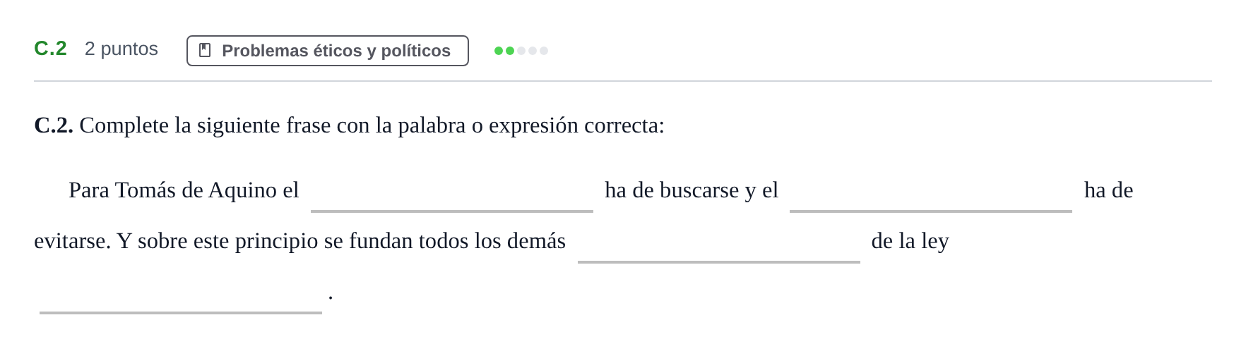 Enunciado: Ejercicio C.2 · Historia de la Filosofía PAU Andalucía Examen 3 2020
