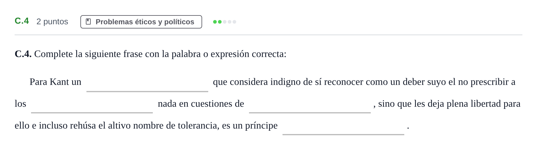 Enunciado: Ejercicio C.4 · Historia de la Filosofía PAU Andalucía Examen 3 2020
