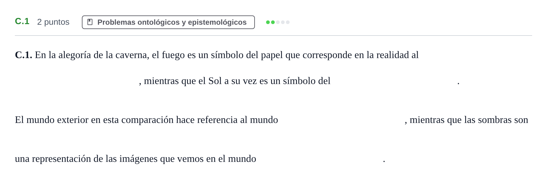 Enunciado: Ejercicio C.1 · Historia de la Filosofía PAU Andalucía Examen 4 2020