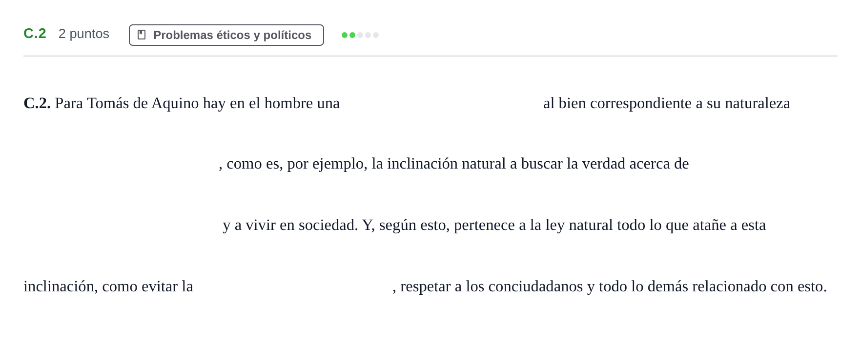 Enunciado: Ejercicio C.2 · Historia de la Filosofía PAU Andalucía Examen 4 2020