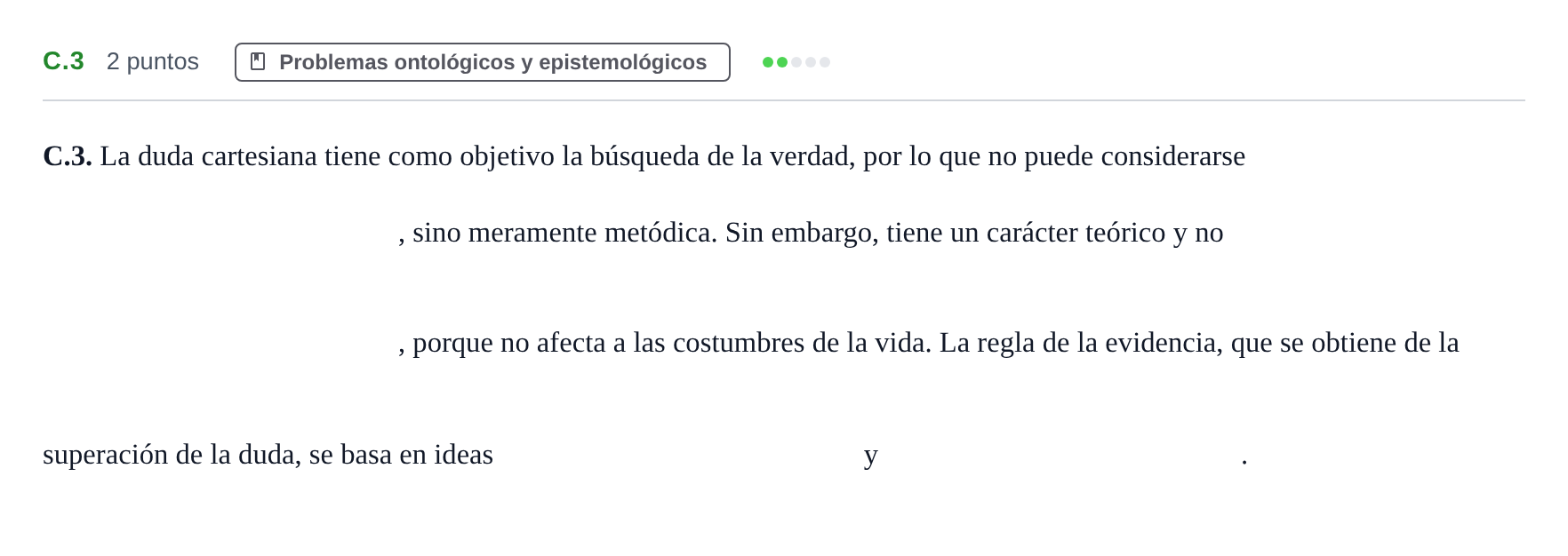 Enunciado: Ejercicio C.3 · Historia de la Filosofía PAU Andalucía Examen 4 2020