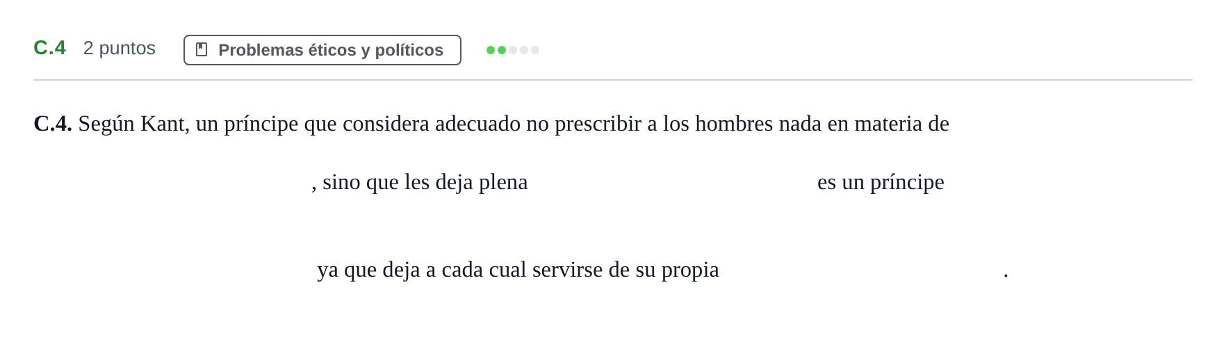 Enunciado: Ejercicio C.4 · Historia de la Filosofía PAU Andalucía Examen 4 2020