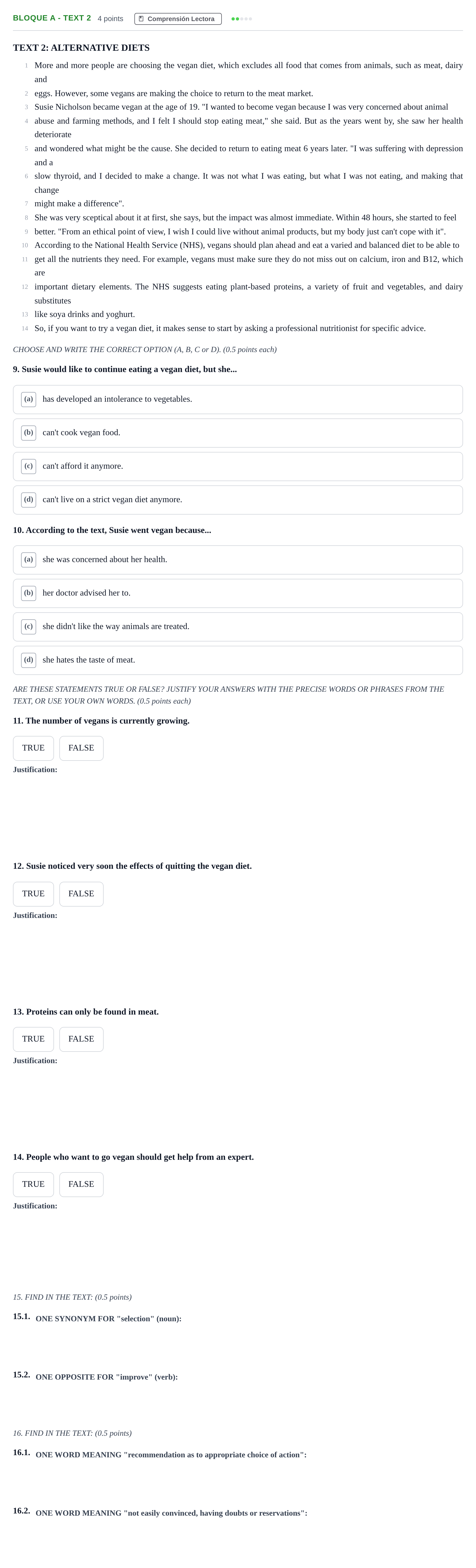 Enunciado: Bloque A - Text 2 · Inglés PAU Andalucía Examen F 2020