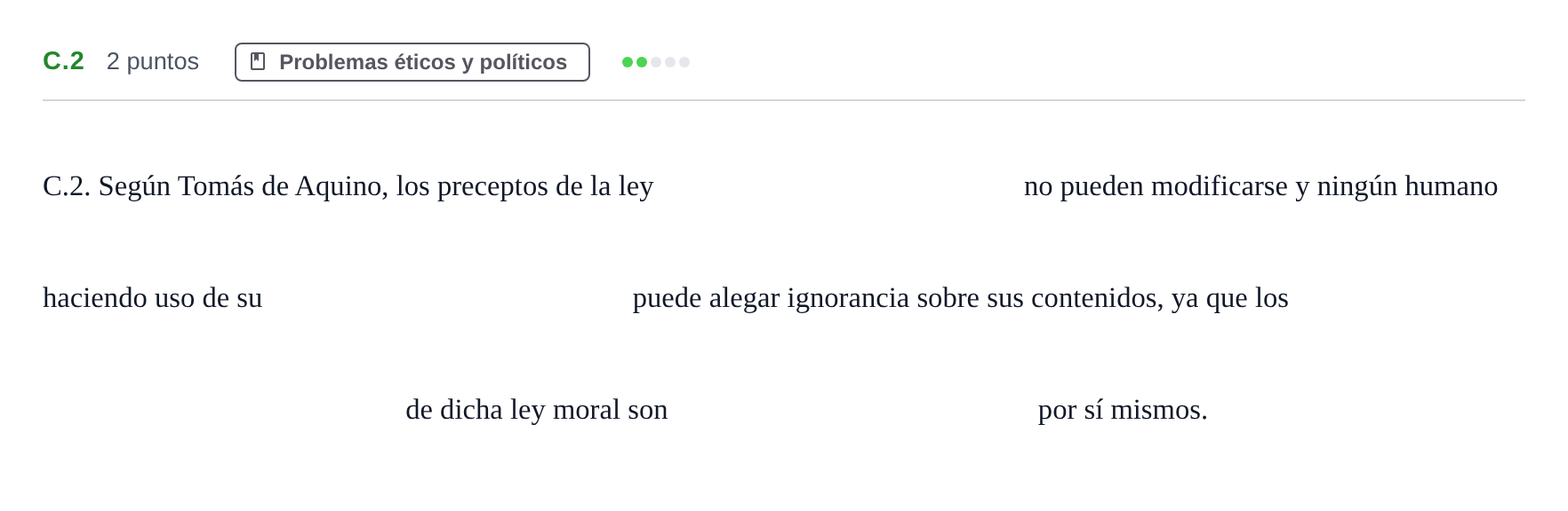 Enunciado: Ejercicio C.2 · Historia de la Filosofía PAU Andalucía Examen 5 2020