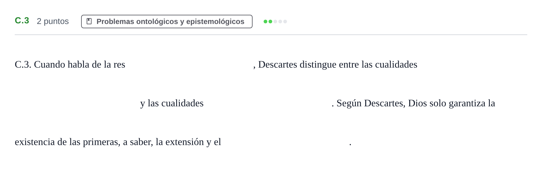 Enunciado: Ejercicio C.3 · Historia de la Filosofía PAU Andalucía Examen 5 2020