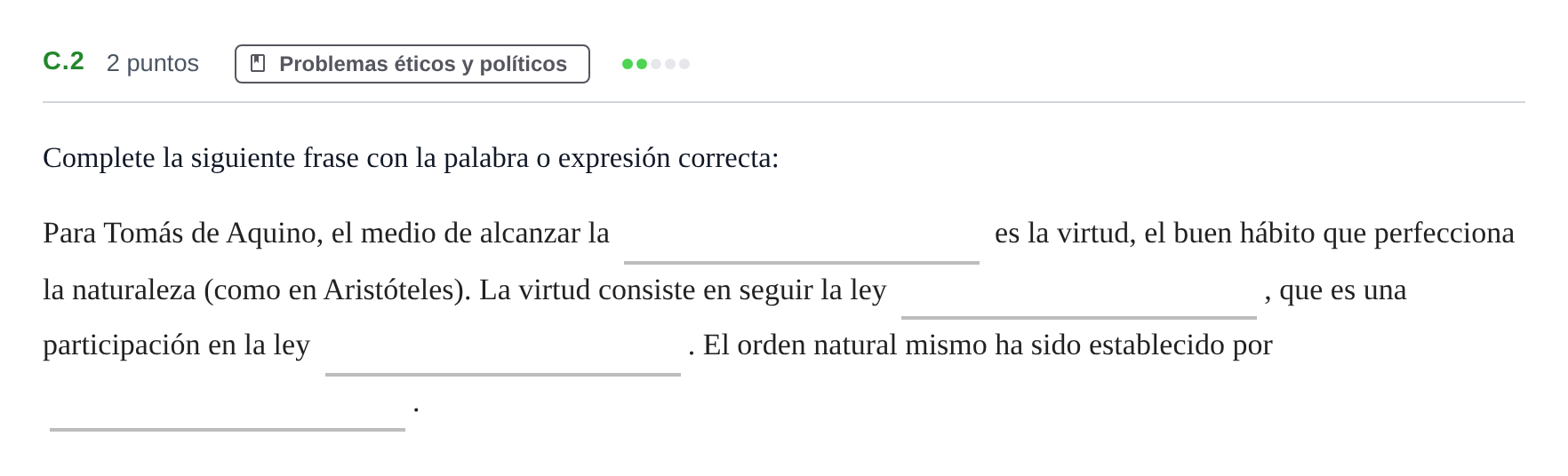 Enunciado: Ejercicio C.2 · Historia de la Filosofía PAU Andalucía Examen 6 2020