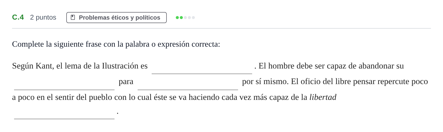 Enunciado: Ejercicio C.4 · Historia de la Filosofía PAU Andalucía Examen 6 2020