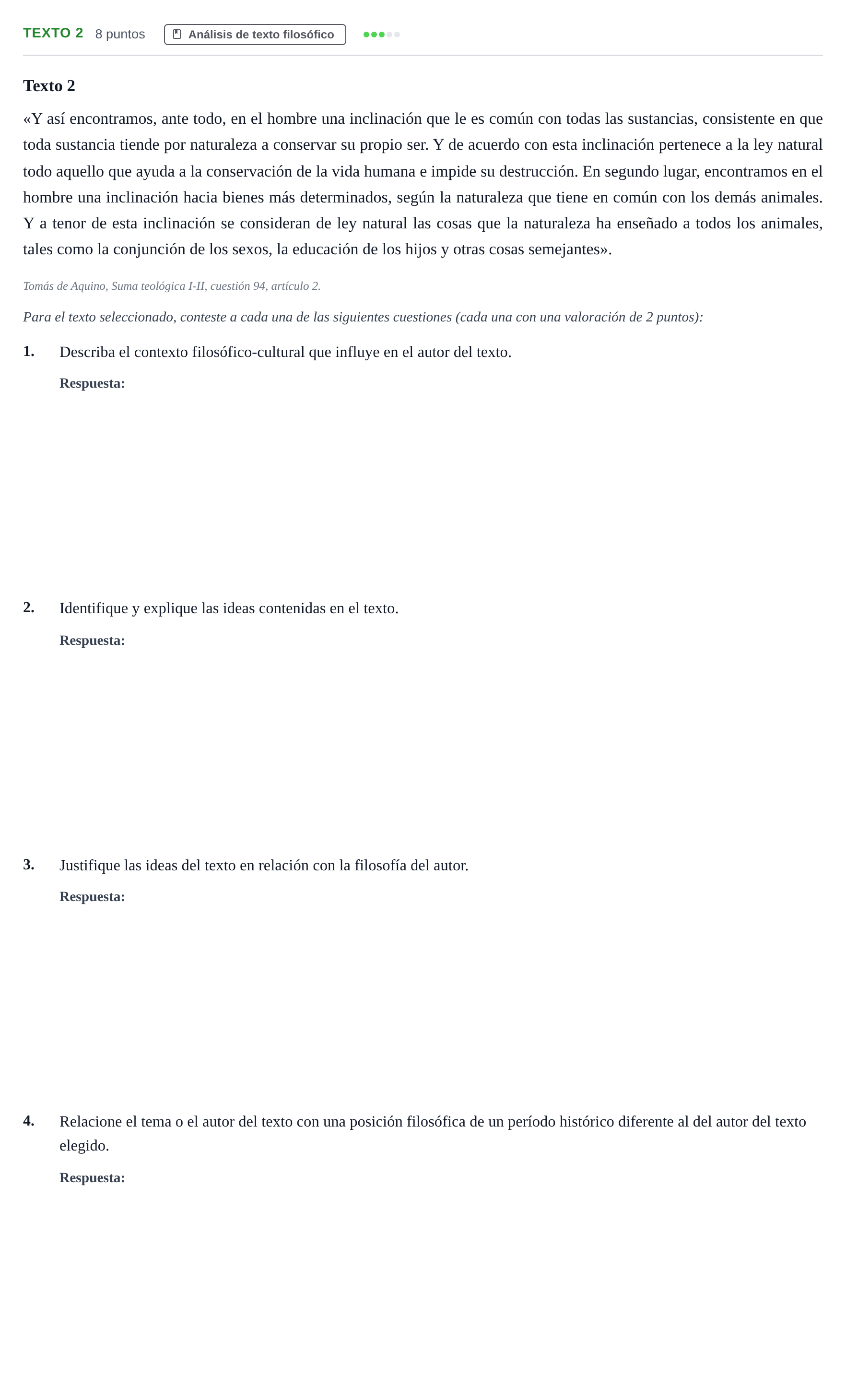 Enunciado: Ejercicio Texto 2 · Historia de la Filosofía PAU Andalucía Examen 6 2020