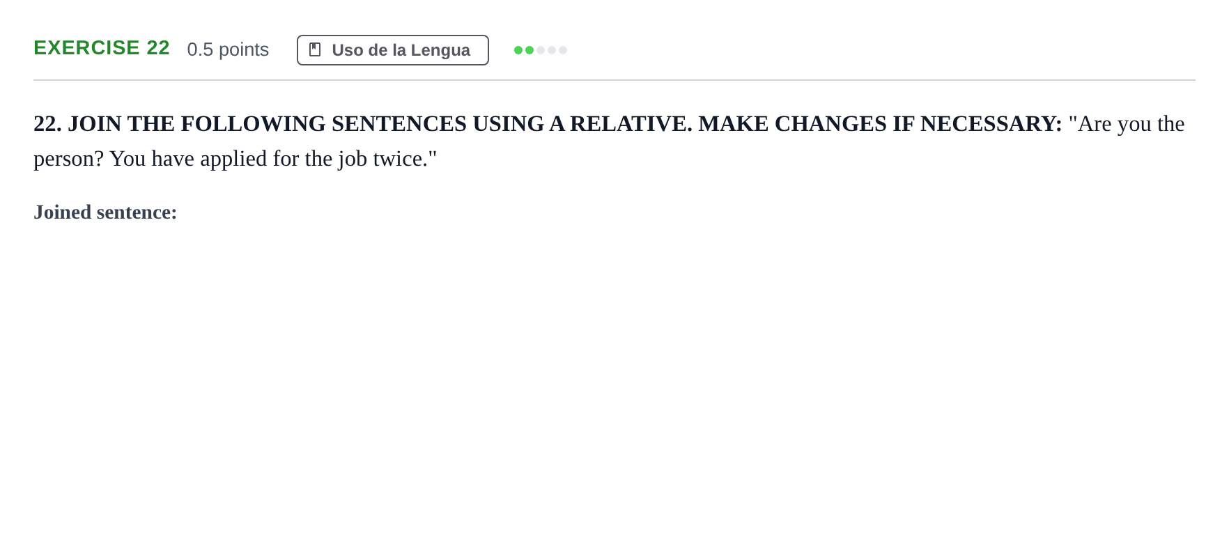Enunciado: Problema 22 · Inglés PAU Andalucía Ordinaria Titular (Admisión) 2020