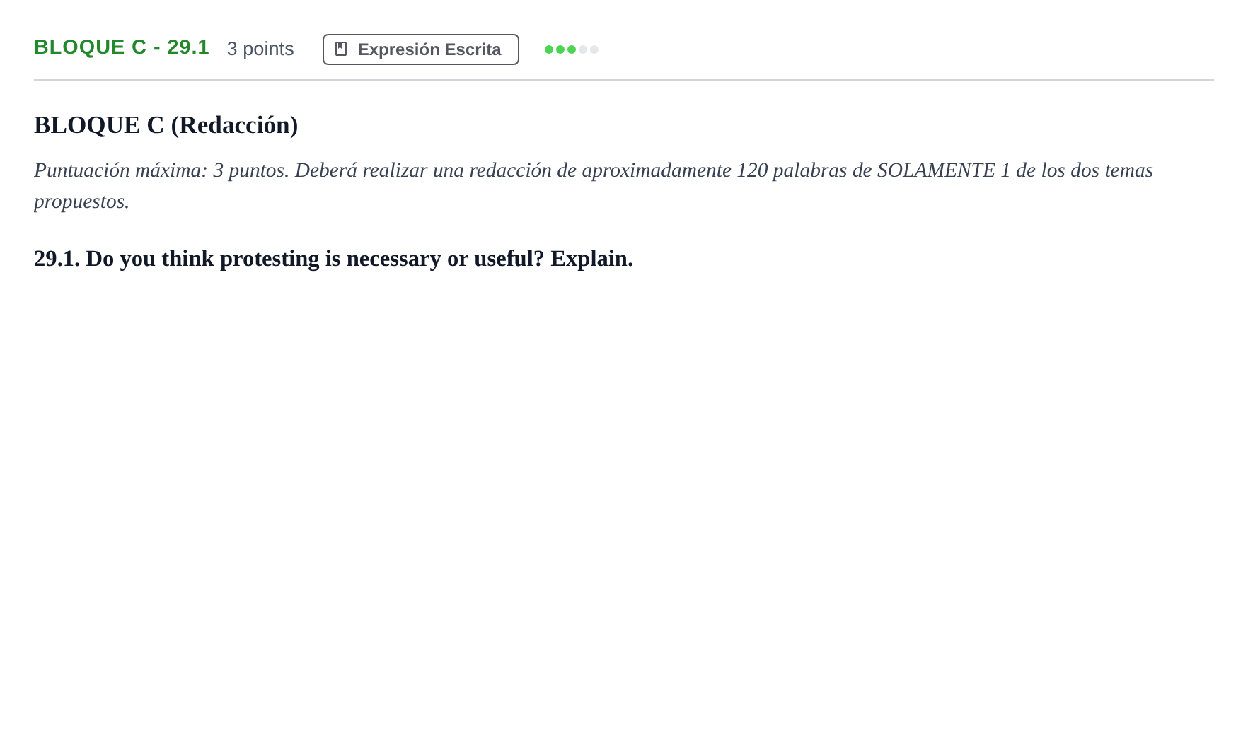 Enunciado: Bloque C - 29.1 · Inglés PAU Andalucía Reserva X (Acceso) 2020