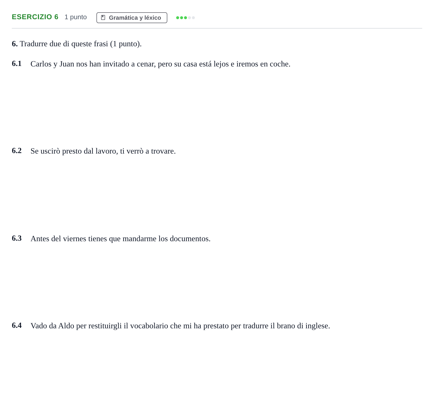 Enunciado: Problema 6 · Italiano PAU Andalucía Examen 7 2020