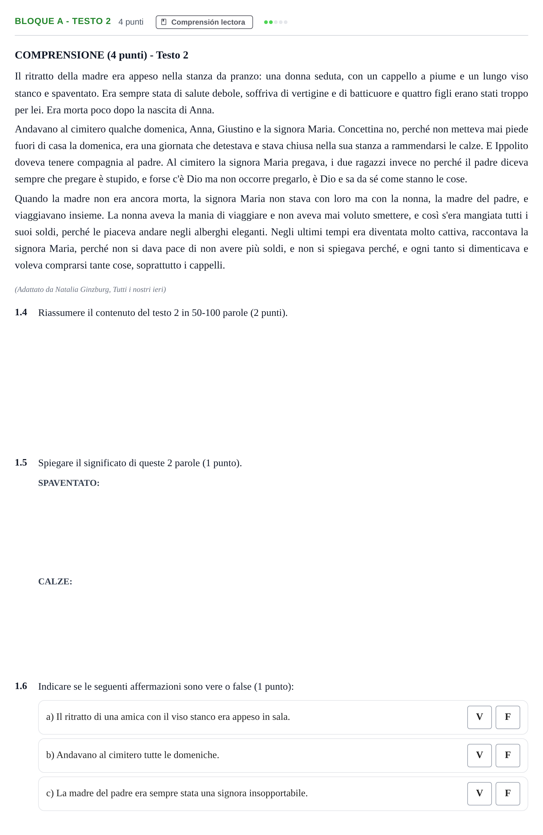 Enunciado: Bloque A - Testo 2 · Italiano PAU Andalucía Examen 8 2020