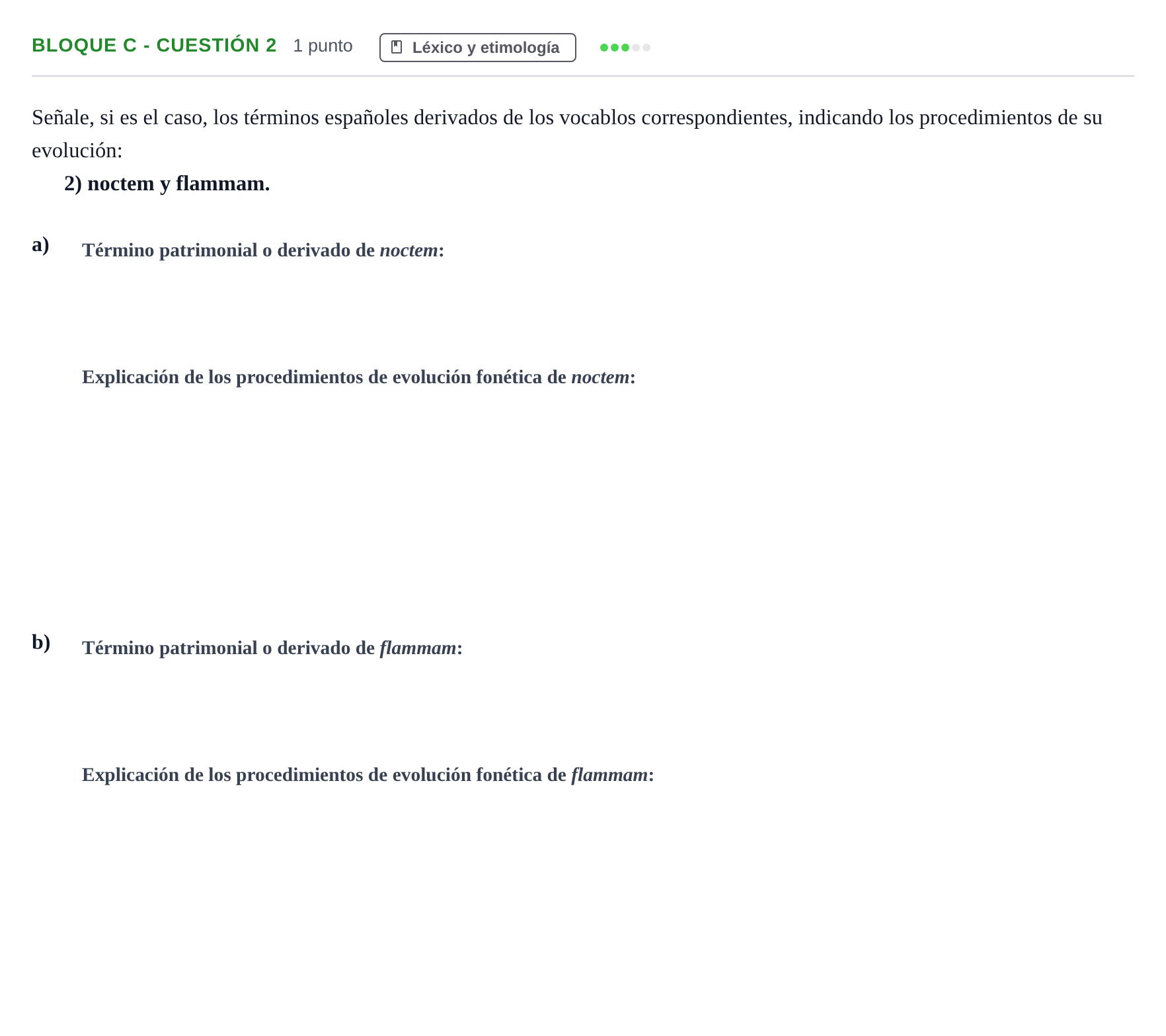 Enunciado: Bloque C - Cuestión 2 · Latín II PAU Andalucía Examen 1 2020