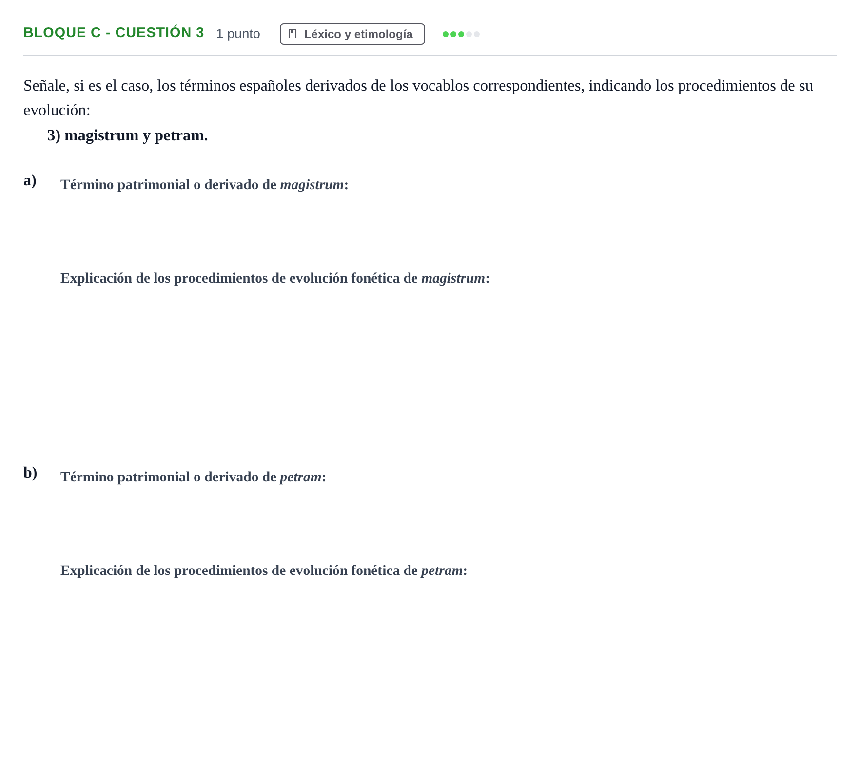 Enunciado: Bloque C - Cuestión 3 · Latín II PAU Andalucía Examen 1 2020
