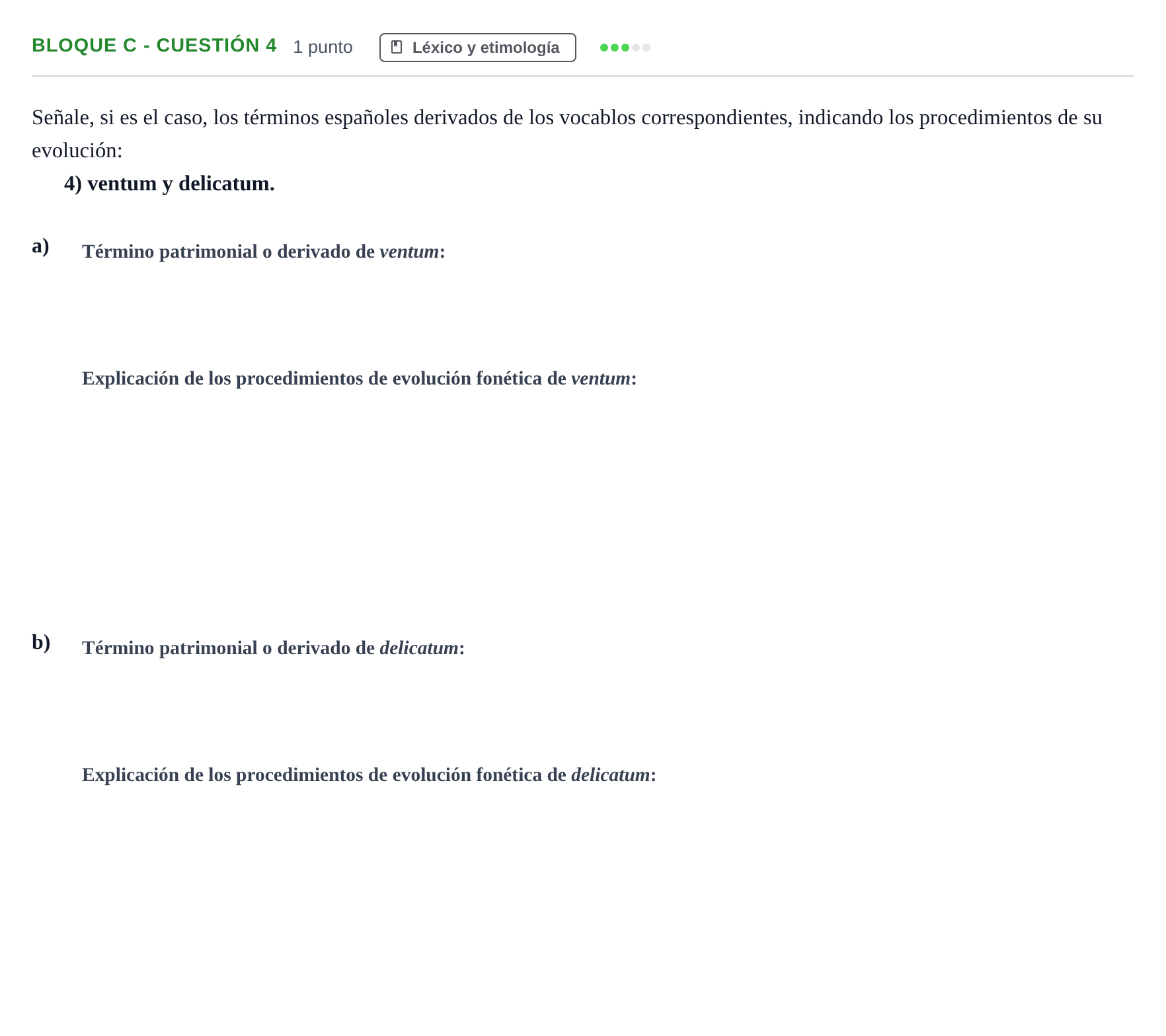 Enunciado: Bloque C - Cuestión 4 · Latín II PAU Andalucía Examen 1 2020