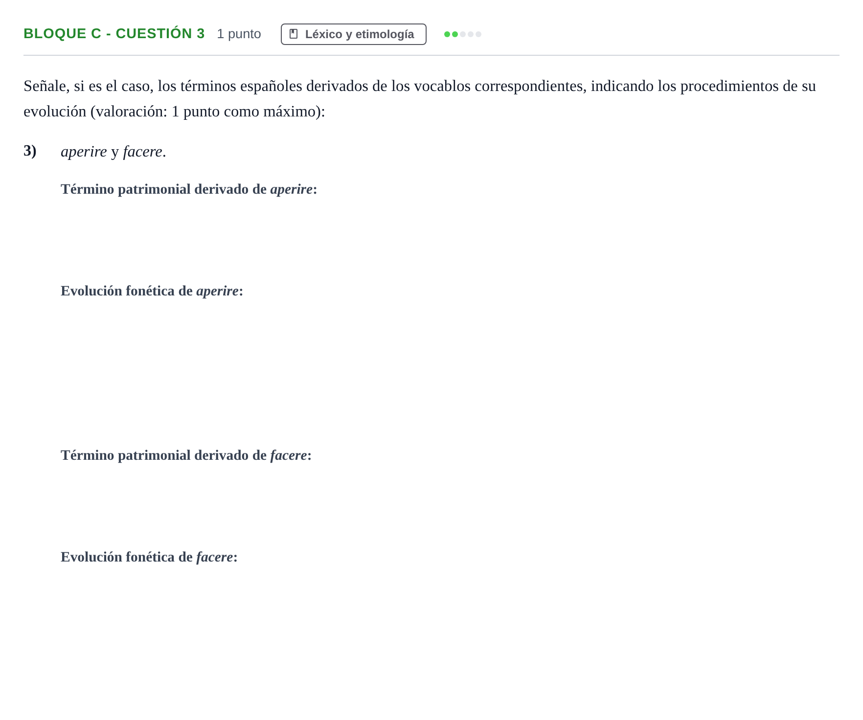 Enunciado: Bloque C - Cuestión 3 · Latín II PAU Andalucía Examen 3 2020