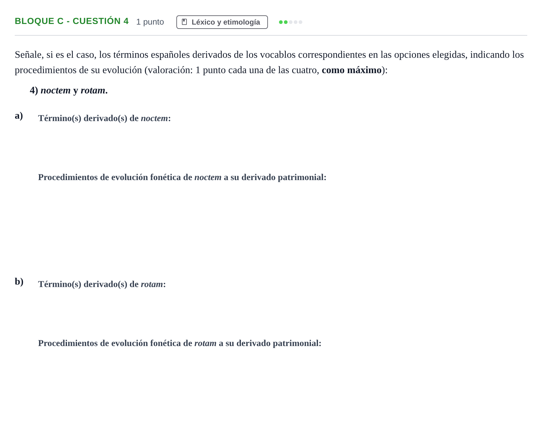 Enunciado: Bloque C - Cuestión 4 · Latín II PAU Andalucía Examen 4 2020