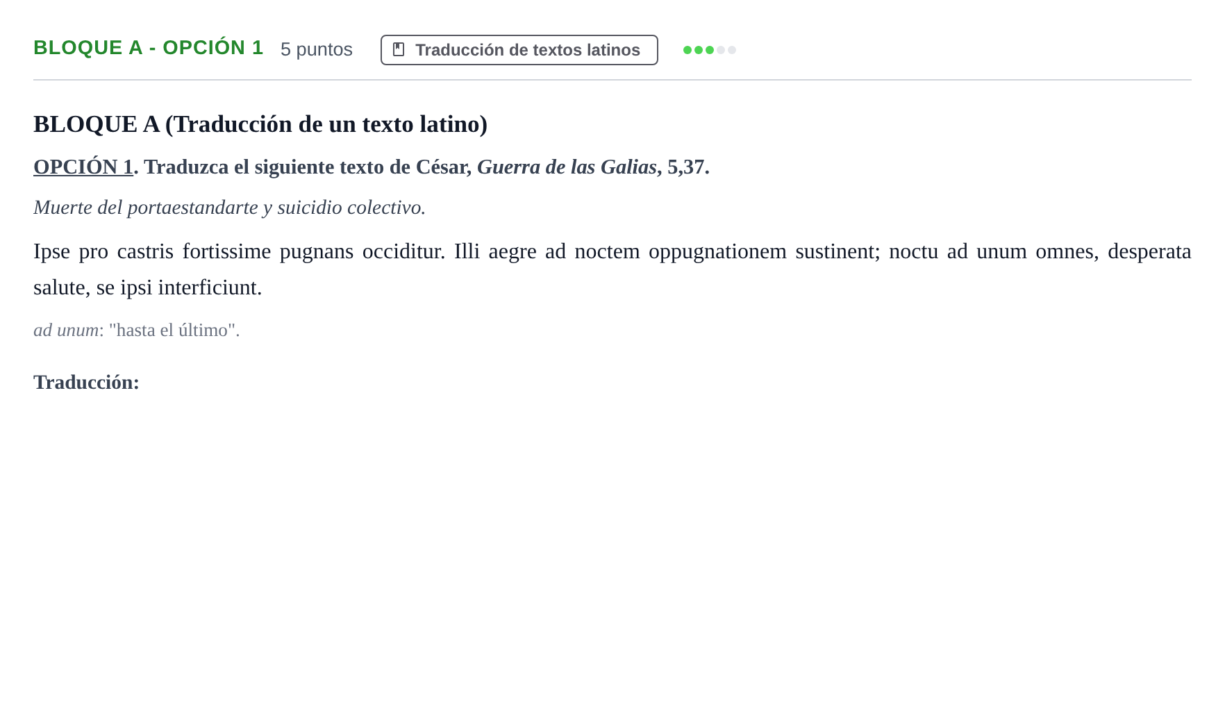 Enunciado: Bloque A - Opción 1 · Latín II PAU Andalucía Examen 5 2020
