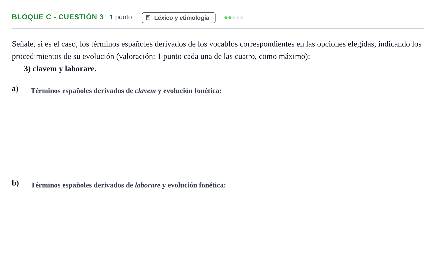 Enunciado: Bloque C - Cuestión 3 · Latín II PAU Andalucía Examen 5 2020