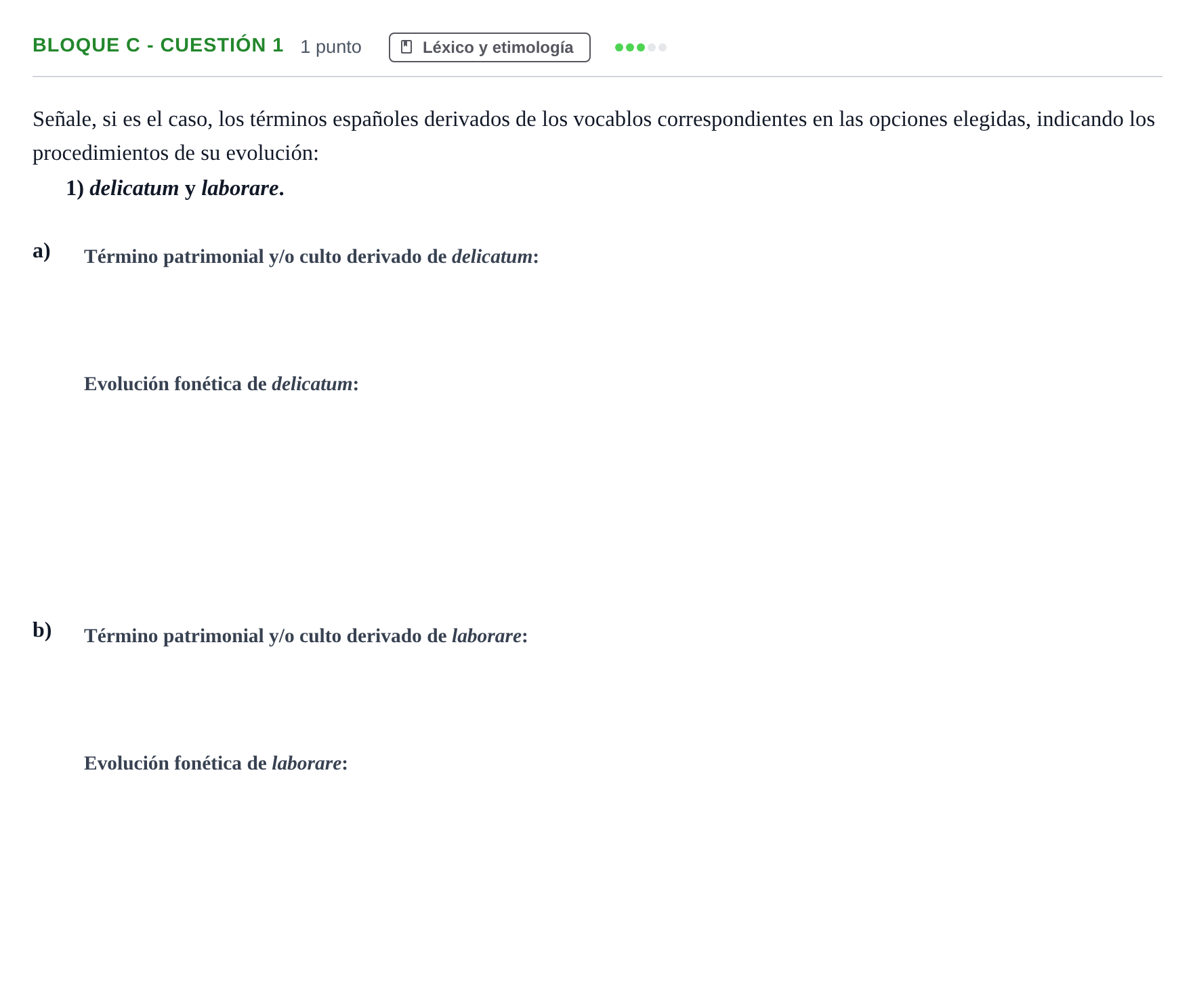 Enunciado: Bloque C - Cuestión 1 · Latín II PAU Andalucía Examen 6 2020
