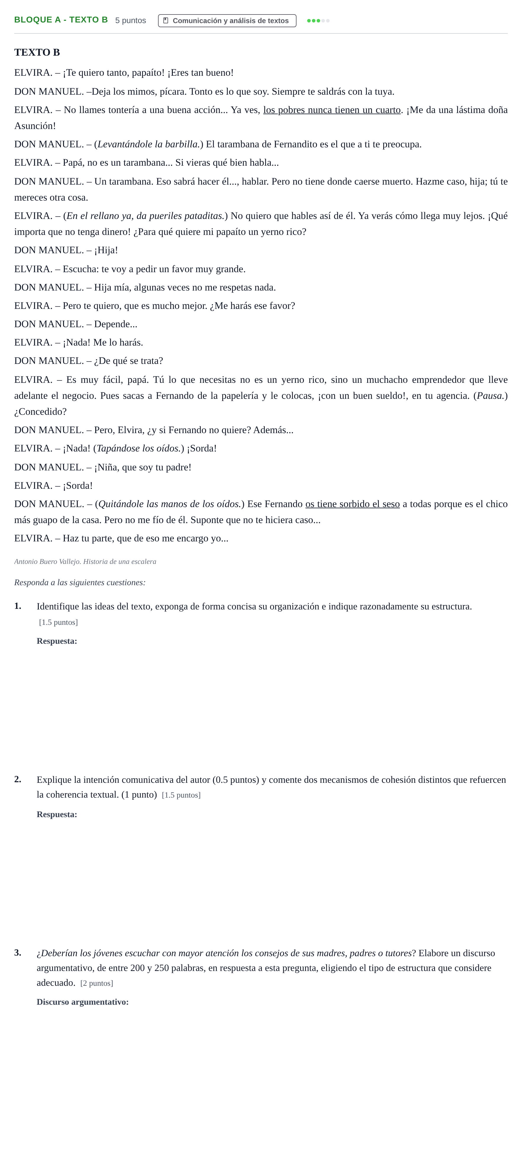 Enunciado: Bloque A - Texto B · Lengua Castellana y Literatura II PAU Andalucía Examen A 2020