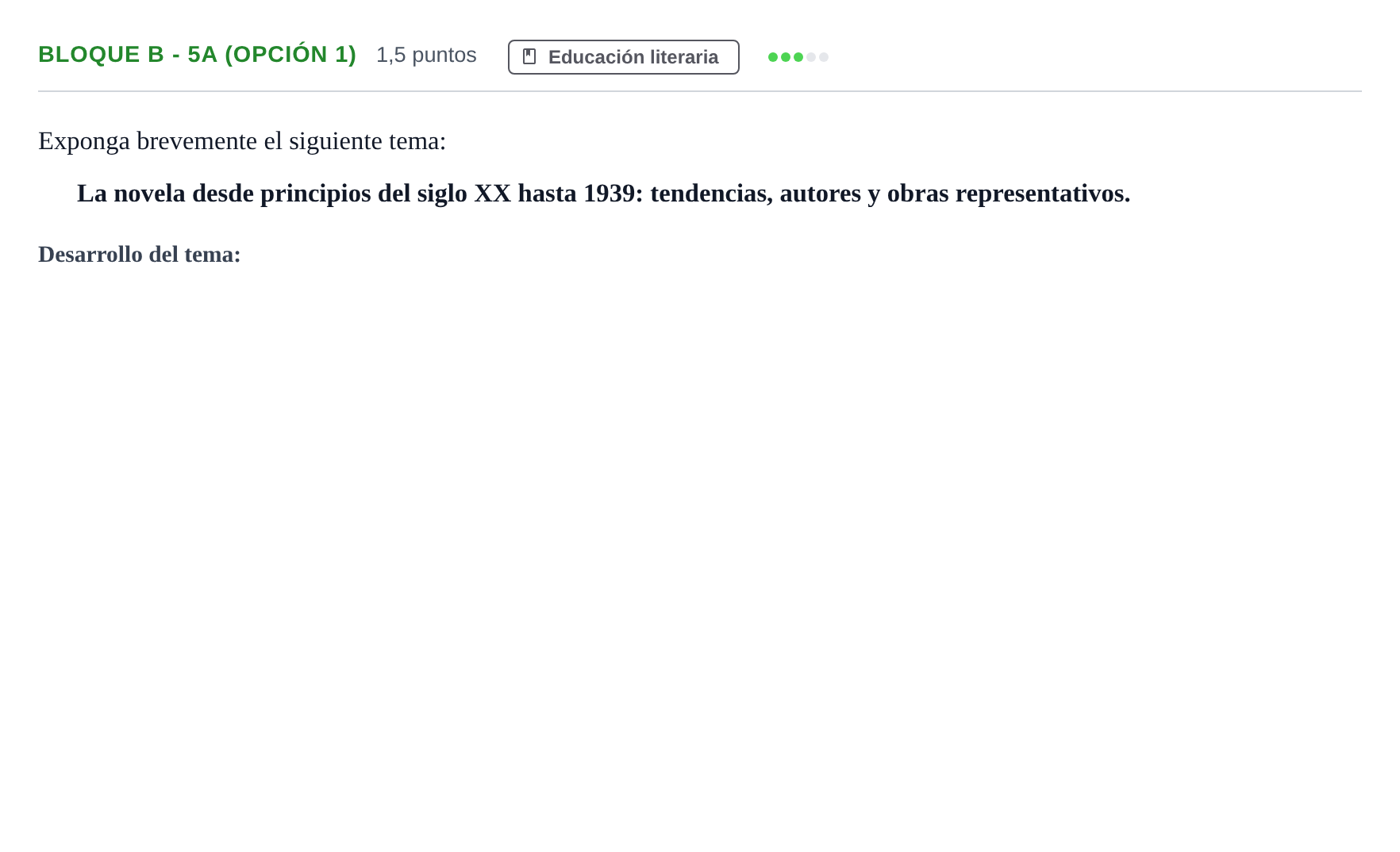 Enunciado: Bloque B - 5a (Opción 1) · Lengua Castellana y Literatura II PAU Andalucía Examen A 2020