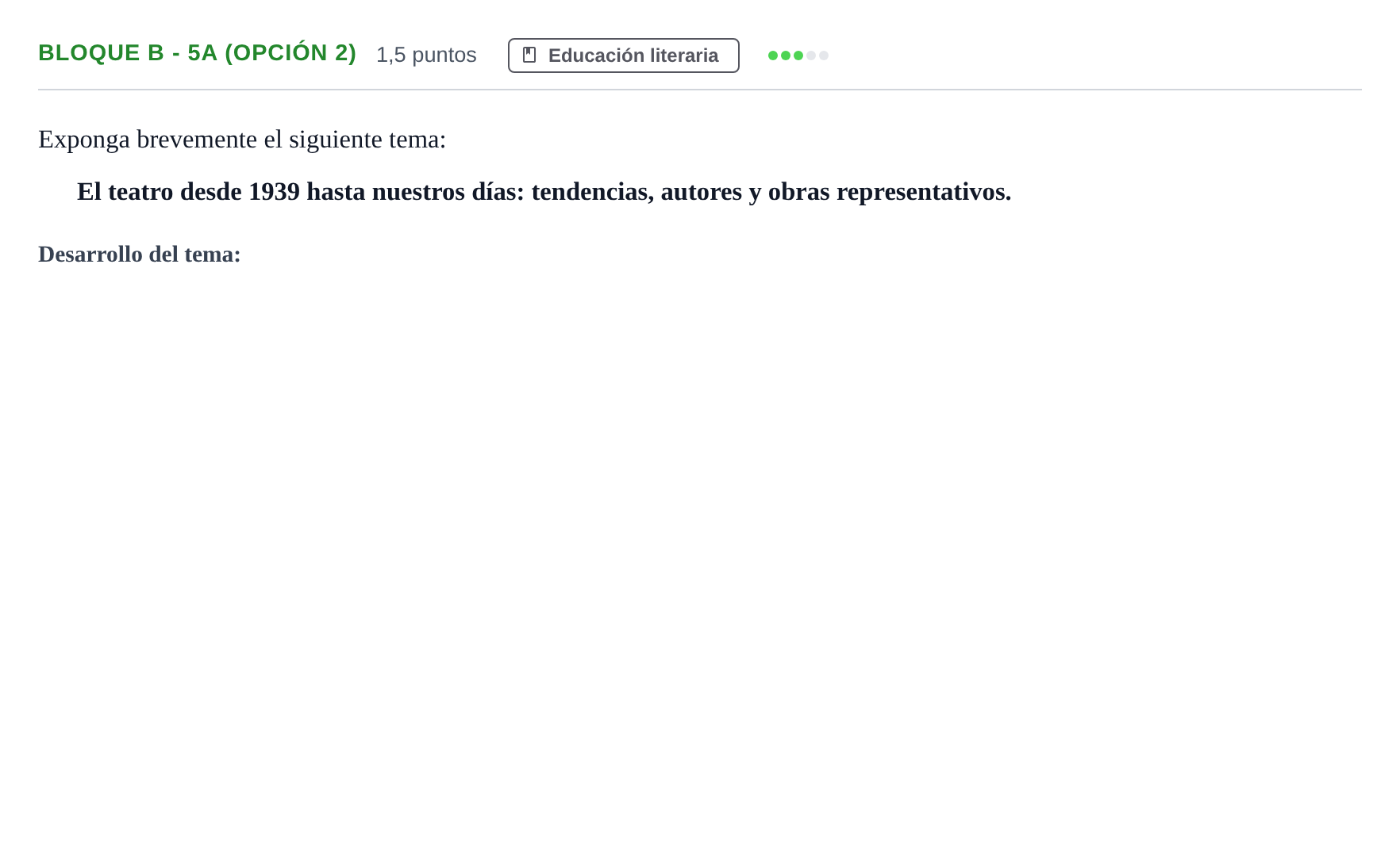 Enunciado: Bloque B - 5a (Opción 2) · Lengua Castellana y Literatura II PAU Andalucía Examen A 2020