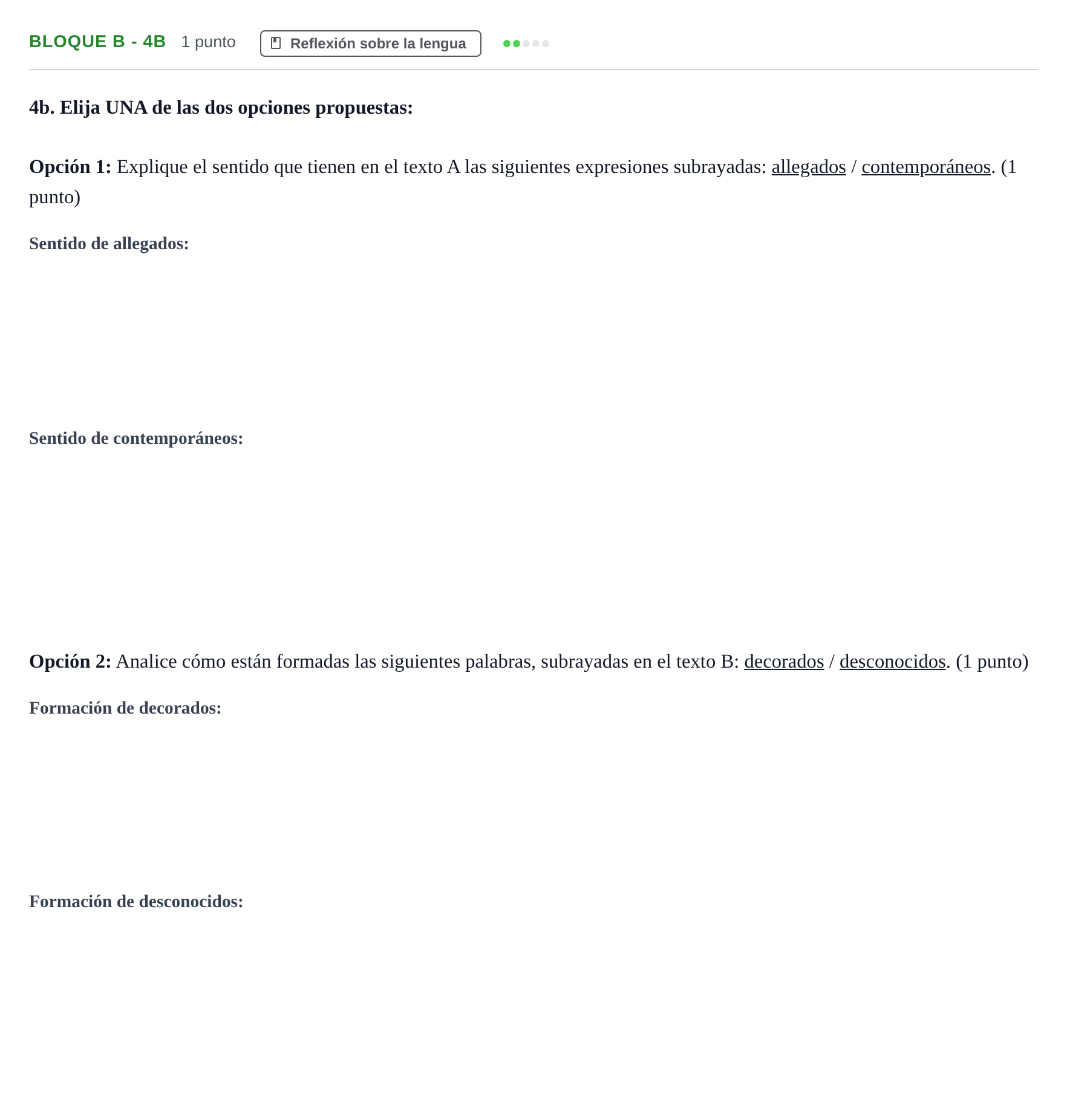 Enunciado: Bloque B - 4b · Lengua Castellana y Literatura II PAU Andalucía Examen B 2020