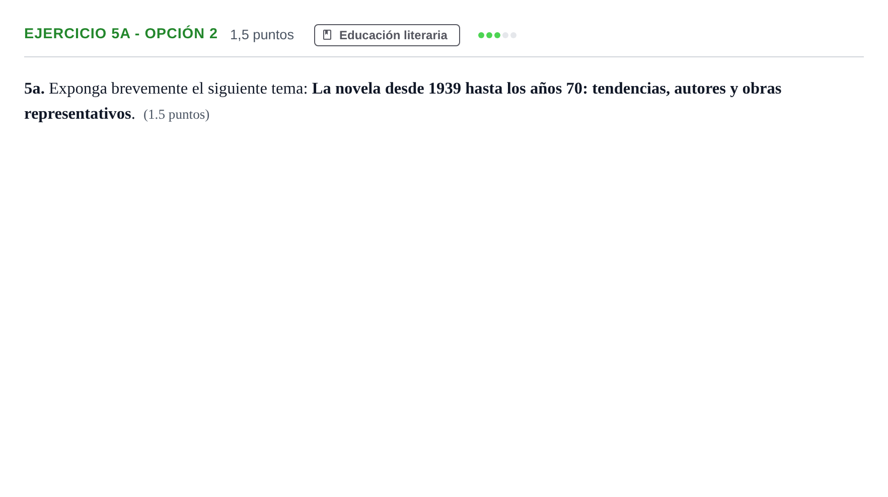 Enunciado: Ejercicio 5a - Opción 2 · Lengua Castellana y Literatura II PAU Andalucía Examen C 2020