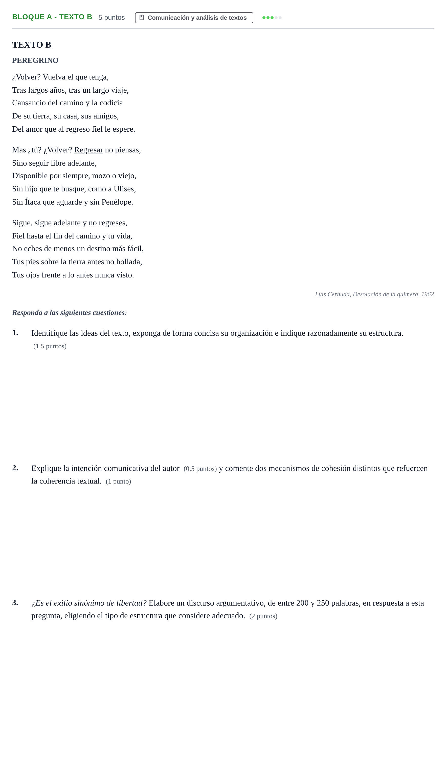 Enunciado: Bloque A - Texto B · Lengua Castellana y Literatura II PAU Andalucía Examen F 2020