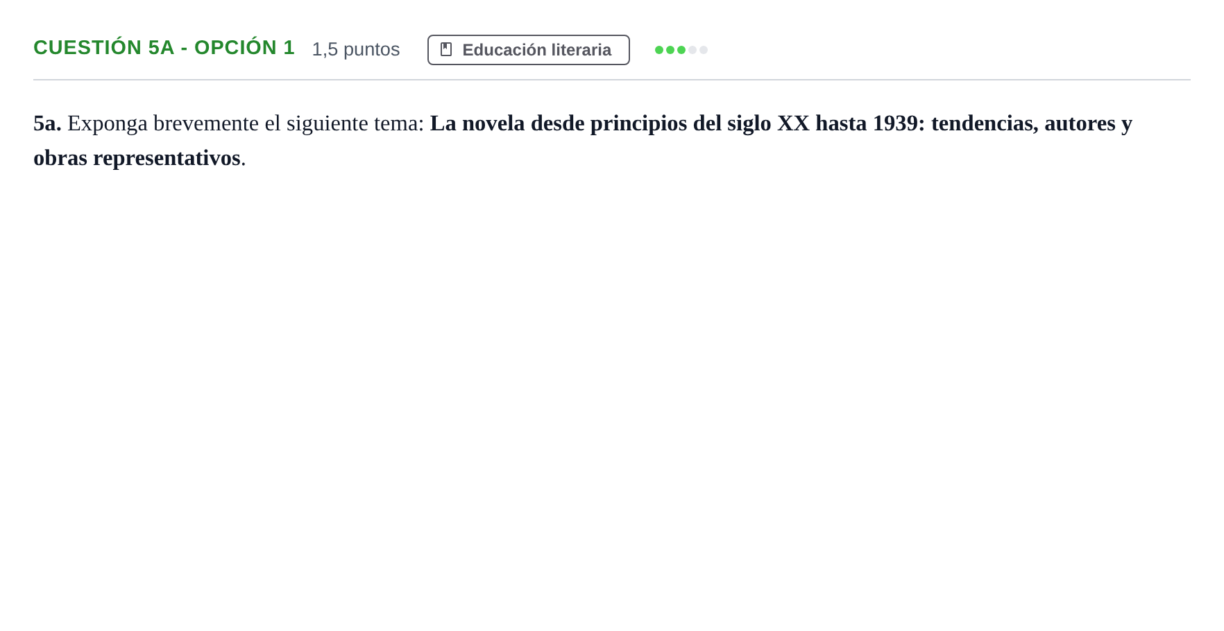 Enunciado: Cuestión 5a - Opción 1 · Lengua Castellana y Literatura II PAU Andalucía Examen F 2020
