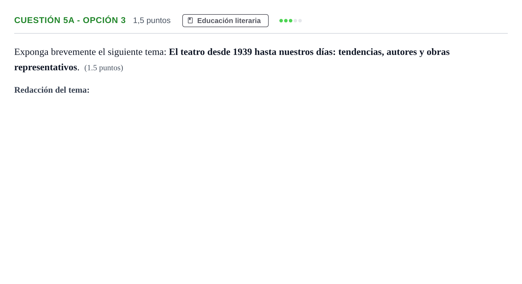 Enunciado: Cuestión 5a - Opción 3 · Lengua Castellana y Literatura II PAU Andalucía Examen F 2020