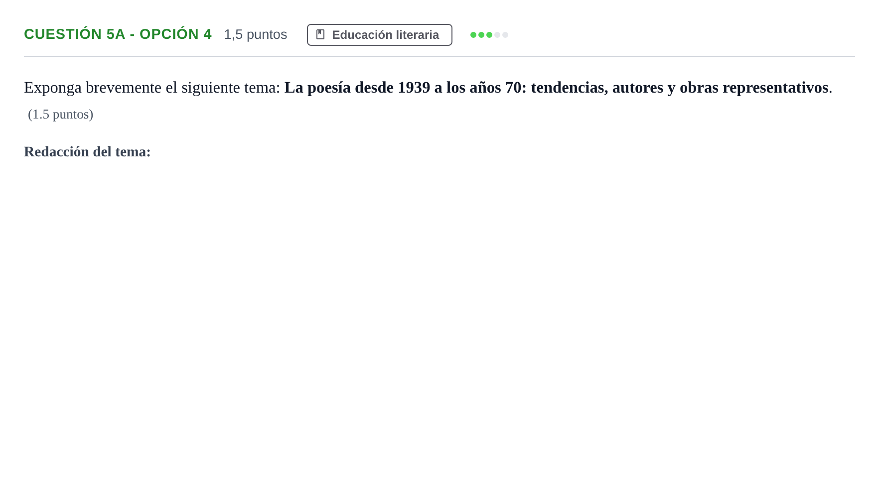 Enunciado: Cuestión 5a - Opción 4 · Lengua Castellana y Literatura II PAU Andalucía Examen F 2020