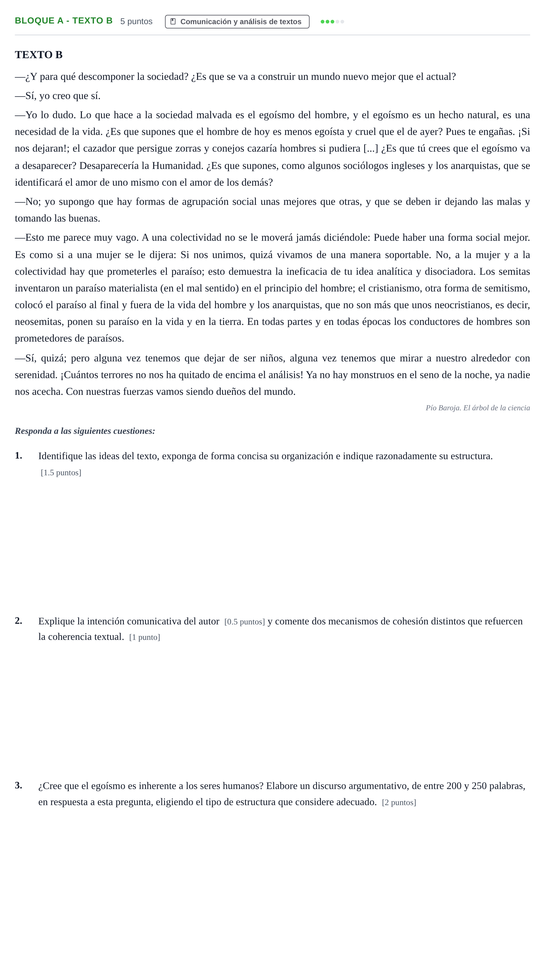 Enunciado: Bloque A - Texto B · Lengua Castellana y Literatura II PAU Andalucía Examen E 2020