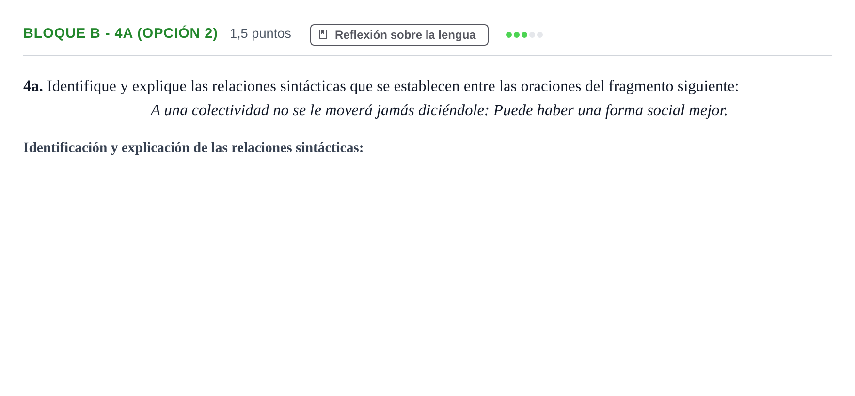 Enunciado: Bloque B - 4a (Opción 2) · Lengua Castellana y Literatura II PAU Andalucía Examen E 2020