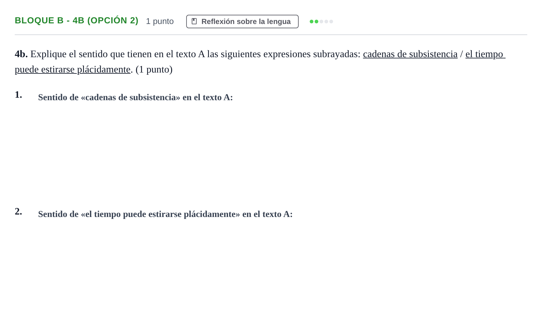 Enunciado: Bloque B - 4b (Opción 2) · Lengua Castellana y Literatura II PAU Andalucía Examen E 2020